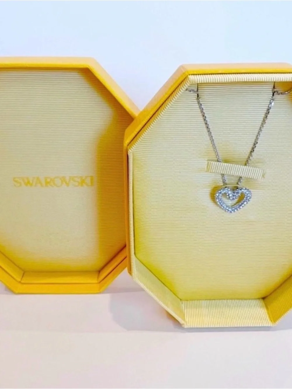 Swarovski Silver Double-Heart Crystal Pendant Necklace